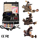 Top-Qualität Damaskus Hand-, die 3 Tattoo-Maschinen-Kit mit überlegener führte Stromversorgung (ly145)