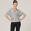 graue Perlen kurzen Ärmeln V-Ausschnitt Strickjacke / Frauen Strickjacken (FF-B-0736712)