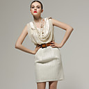 kanten voorpand kraag ontwerp mouwloze jurk / dames jurken (beige) (ff-a-bk0997022)