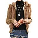 Rabbit Hair Long Sleeves Front Zipper Sweater Outerwear / Women's Fur & Leather (FF-E-BK0736010)