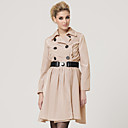 verzameld double-breasted revers lange mouwen trench coat / damesjassen (ff-a-bi1202002)