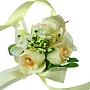 Elegant Ivory Silk Rose With Chiffon Decoration Wedding/ Bridal Wrist Flower