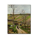 Stretched Handmade Route du Fond de I'Hermitage,Pontoise Painting by Camille Pissarro (0192-YCF103904)