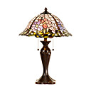 Tiffany Style Table Light with 2 Lights - Lotus Floral Patterned