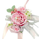 Elegant Pink Silk Rose With Chiffon Decoration Wedding/ Bridal Wrist Flower