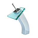 Contemporary Waterfall Bathroom Sink Faucet with Glass Spout (Tall)