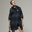Rabbit Hair Decorated Three-quarter Sleeves One-button Coat / Women's Coats (FF-A-BK1200002)