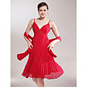 A-line Spaghetti Straps Knee-length Chiffon Mother of the Bride Dress With A Wrap