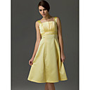 A-line Square Straps Knee-length Satin Bridesmaid/Wedding Party Dress