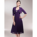 A-line V-neck Tea-length Chiffon Mother of the Bride Dress With A Wrap