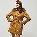 poils de lapin moutarde col manches longues avec un manteau de ceinture / outerwears femmes (ff-a-bk0997013)