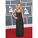 Kristen Bell Sheath/ Column Halter Floor-length Chiffon Satin Evening Dress (FSM04367)