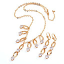 Fashion CZ And Brass With 18K Gold Plated Jewelry Set, Including Necklace, Earrings(0801-HY01205-18)