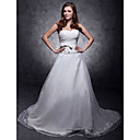 a-line Liebsten Organza über Satin Gericht Zug Brautkleid
