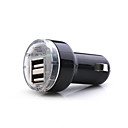 Cargador de Coche de Doble USB para iPad/iPad2/iPhone/iPod/ Otros Teléfonos Móvil - Negro