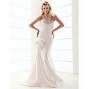 Trumpet/Mermaid Strapless Sweep/Brush Train Satin Wedding Dress