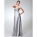 Mantel / Spalte Spaghettiträgern bodenlange elastische Seide wie Satin Chiffon Abendkleid Spitze (gye151)