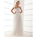 Sheath/Column Strapless Floor-length Organza Wedding Dress