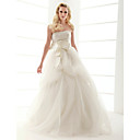 Ball Gown Strapless Court Train Organza Wedding Dress
