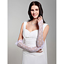 Spitze / Voile fingerless Ellenbogen Länge Brauthandschuhe