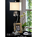 Crystal Drop Table Light - Pink Square Lampshade (E27 Bulb Base)