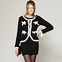 zwarte klassieke stijl strikken klassieke lange mouwen ronde hals korte kapsel vacht / damesjassen (ff-c-bl0736004)
