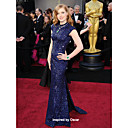 Sequined Sheath/ Column Jewel Sweep/ Brush Train Evening Dress inspired by Amy Adams at the 83rd Oscar (FSM1104201)
