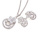 Fashion CZ And Brass With Platinum Plated Jewelry Set, Including Necklace,Earrings (0801-HYS0007)