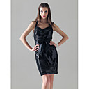 Sheath/ Column Halter Knee-length Satin Cocktail Dress