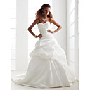 Strapless Sweetheart Taffeta Pick-up Wedding Dresses with Beaded Applique