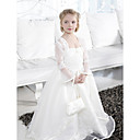 Ball Gown Spaghetti Straps Floor-length Organza Over Satin Flower Girl Dress With A Wrap
