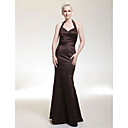 Trumpet/ Mermaid Halter Floor-length Satin Bridesmaid/ Wedding Party Dress