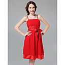 A-line Spaghetti Straps Knee-length Chiffon Bridesmaid Dress