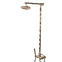 Antique Brass Single Handle Wall Mount Rain + Handheld Shower Faucet
