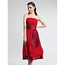 A-line Strapless Empire Knee-length Chiffon Bridesmaid Dress