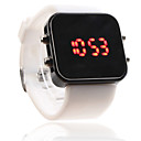 Silicone Band Women Men Unisex Jelly Sport Style Square LED Wrist Watch - White