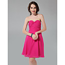A-line Princess Sweetheart Knee-length Chiffon Bridesmaid Dress With Criss-Cross Bodice