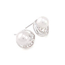 Fashion CZ/ Imitation Pearls And Brass With Platinum Plated Earrings