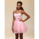 A-line Sweetheart Short/Mini Organza And Charmeuse Cocktail Dress