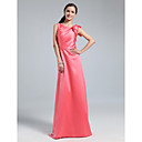 Sheath/Column Bateau Floor-length Satin Bridesmaid Dress