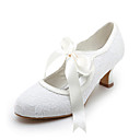Top Quality Satin Upper High Heel Closed-toes With Ribbon Tie Wedding Bridal Shoes