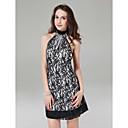 Sheath/ Column High Neck Short/ Mini Lace Cocktail Dress