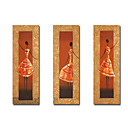 Hand-painted Abstract Oil Painting with Stretched Frame - Set of 3