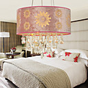 Pink Crystal Drop 4-Light Pendant Light with Floral Pattern Pleuche Lamp