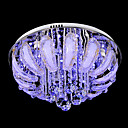 Luxury Stainless Steel 7-Light Round Flush Mount Floral Featured with Crystal Drops