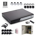 Kit de circuito cerrado de televisión 8 canales + 4 piezas blancas cámara domo + 4pcs cámara resistente al agua blanco + 1000 GB HDD