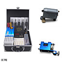 2 rotativo tatuagem kit metralhadora com lcd de potência e 40 de tinta de cor