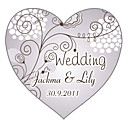 Personalized Heart-shaped Favor Stickers—Vivacious Flower (set of 90)