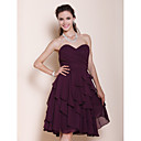 A-line Sweetheart Knee-length Tiered Chiffon Bridesmaid Dress