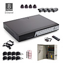 8 canales todo-en-un kit de circuito cerrado de televisión + 4pcs 24led negro cámara domo + 4pcs 36led cámara exterior negro + 1000 GB HDD